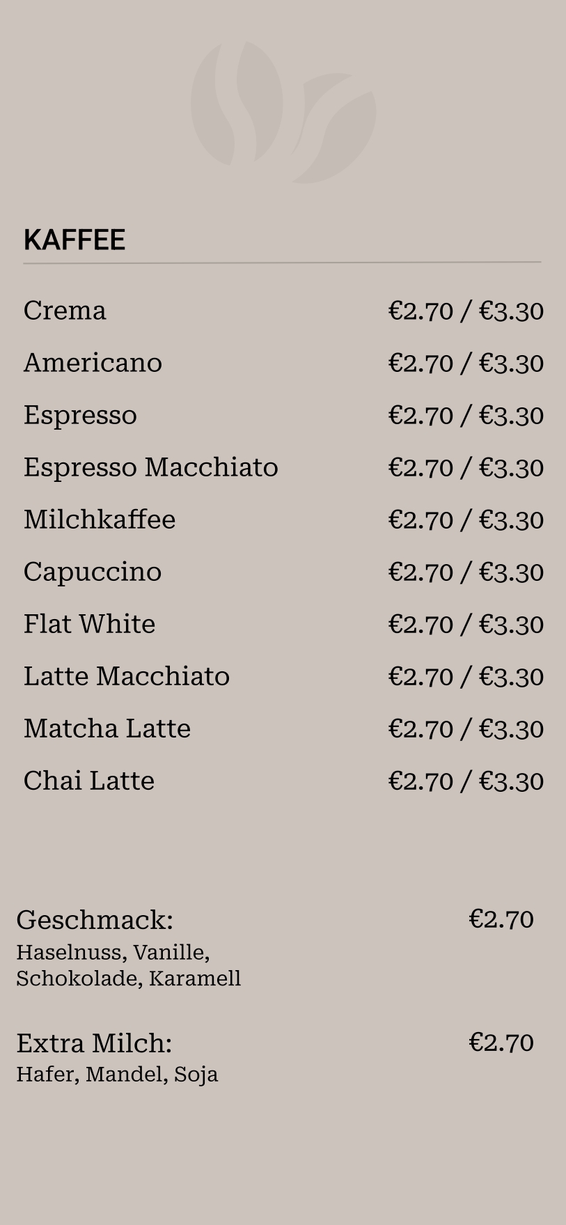UI Design for a cafe